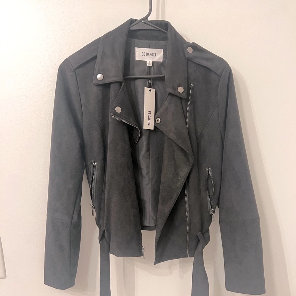 NWT bb dakota “waller” faux suede moto jacket